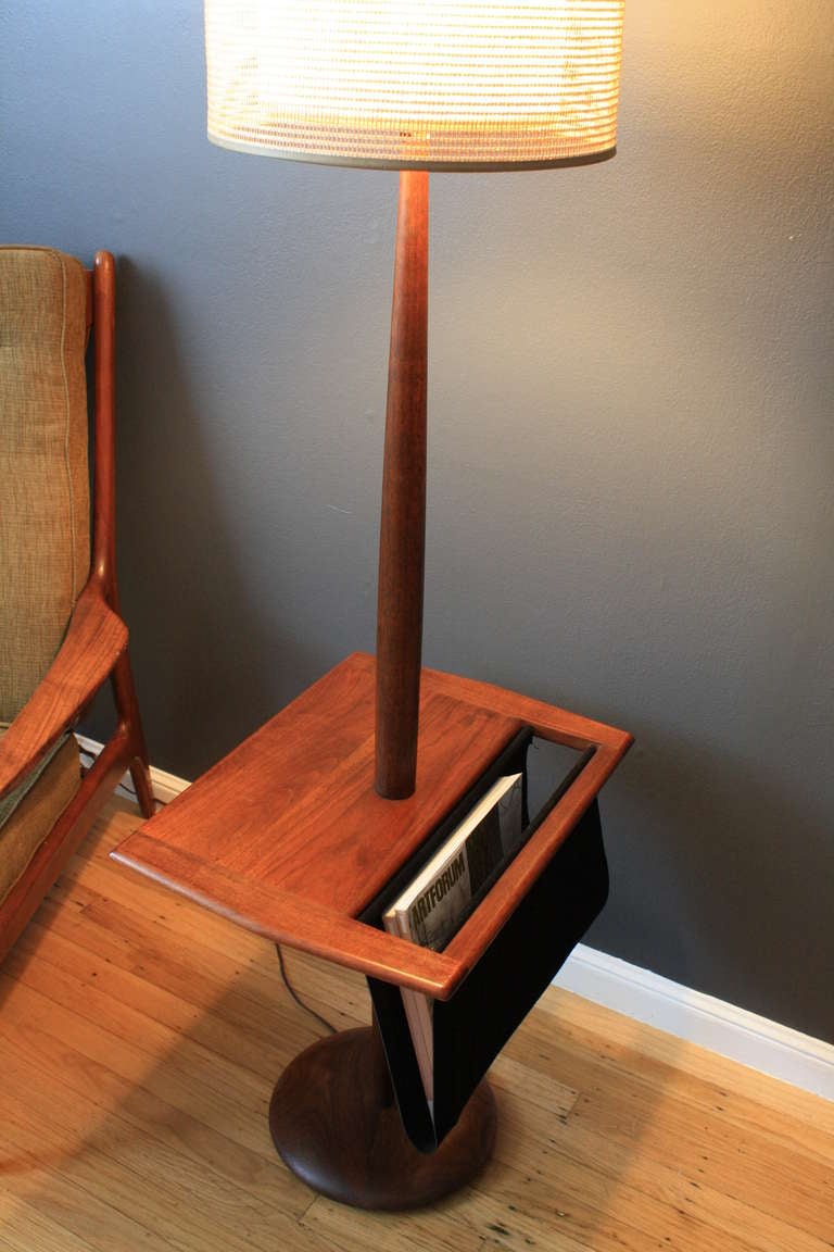 Vintage Floor Lamp with Side Table/Mag Rack In Good Condition In San Francisco, CA
