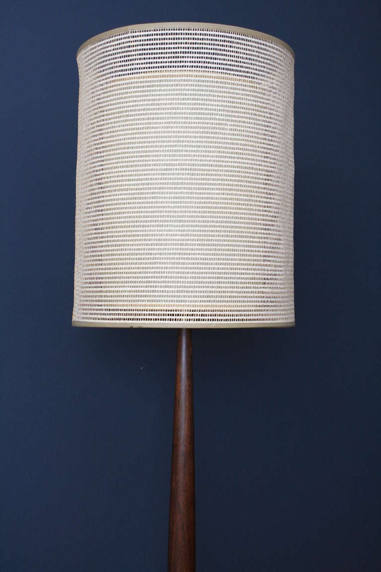 Walnut Vintage Floor Lamp with Side Table/Mag Rack