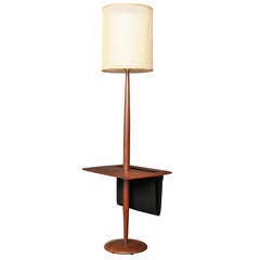 Vintage Floor Lamp with Side Table/Mag Rack