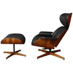 George Mulhauser for Plycraft Vintage Lounge Chair and Ottoman