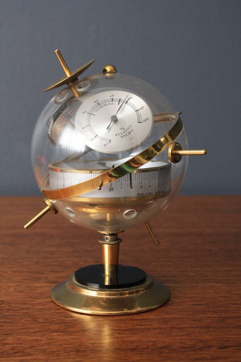 Brass Mid-Century Modern Barometer/Thermometer