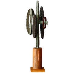 Vintage Brutalist Cactus Sculpture
