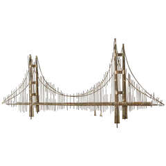 Vintage Mid-Century Metal Golden Gate Bridge Wall Sculpture by Curtis Jere