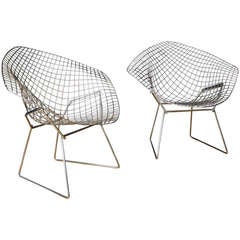 Pair of Vintage Knoll Bertoia Diamond Chairs