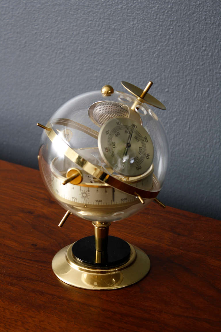 Mid-Century Modern Vintage Spherical Huger Barometer, West Germany