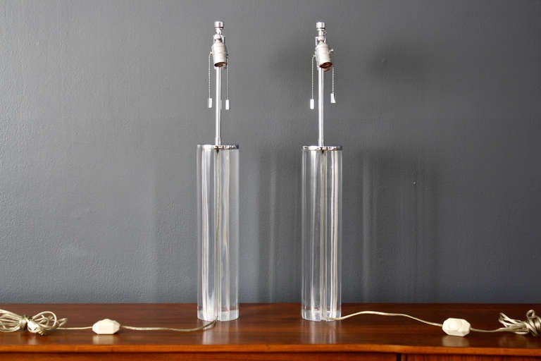 Late 20th Century Pair of Vintage Acrylic Table Lamps by Karl Springer