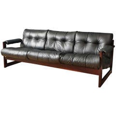Vintage Mid-Century Leather Sofa by Lafer