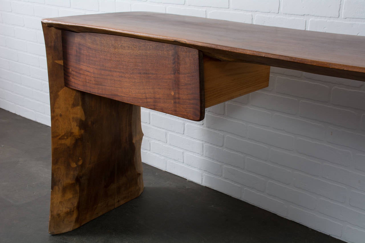 Mid-Century Modern Vintage Wood Slab Desk