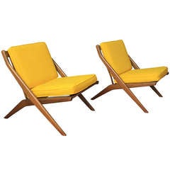 Pair of Scissor Lounge Chairs by Folke Ohlsson for Dux
