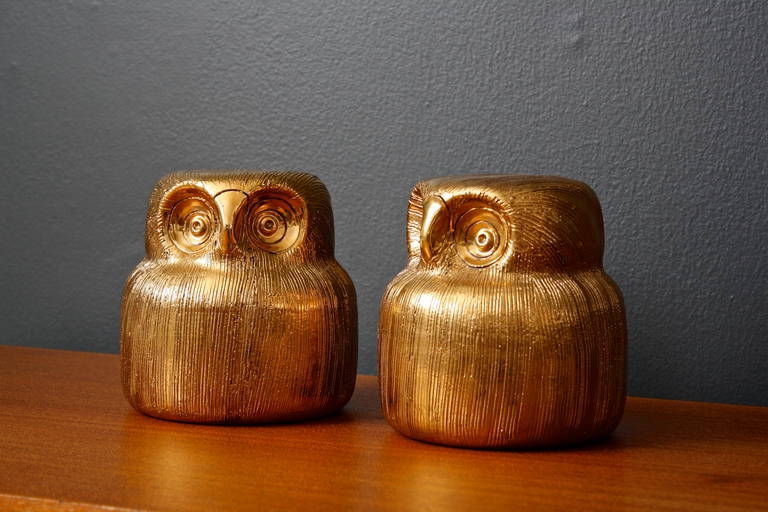 Italian Pair of Vintage Mid-Century Ceramic Owls Made in Italy for Joseph Magnin