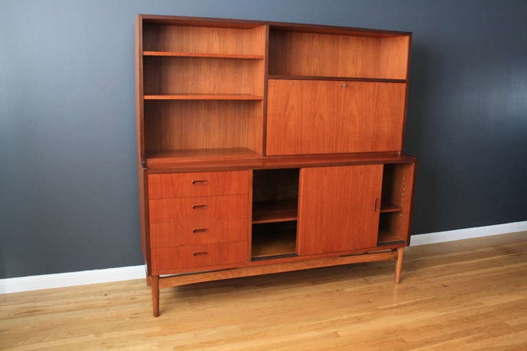 Danish Modern Teak Hutch with Drop Leaf Desk 3