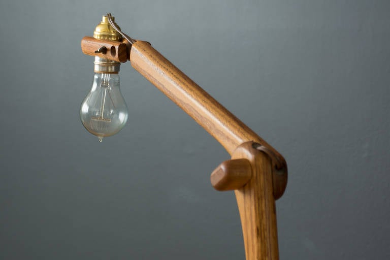 Vintage Oak Articulated Task Lamp with Clamp 2