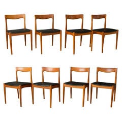 Set of Eight Danish Modern Teak Dining Chairs by Henry Rosengren Hansen