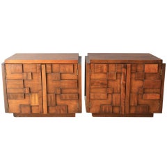 Pair of Vintage Mid-Century Brutalist Night Stands by Lane