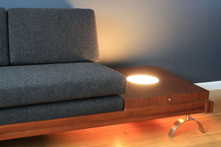 Walnut Mid-Century Modern Platform Sofa by Martin Borenstein