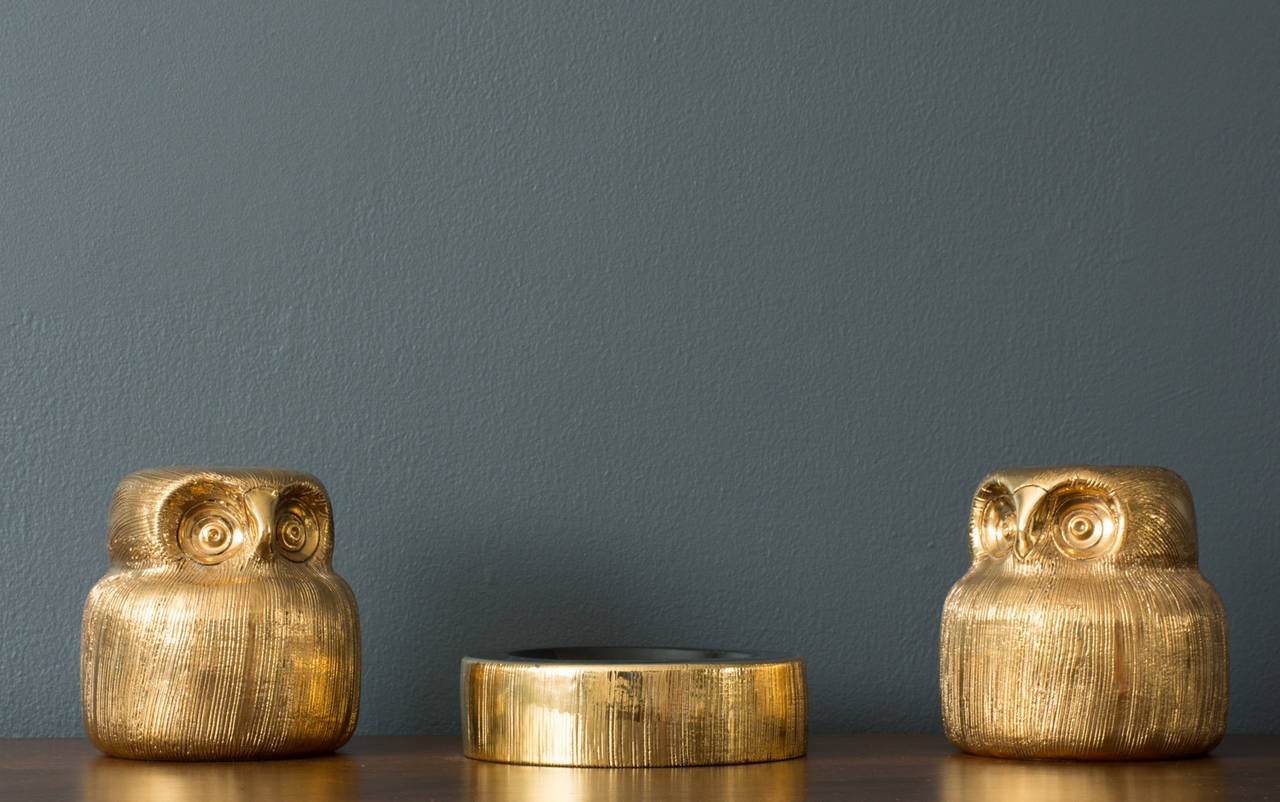 Pair of Owls and Plate by Bitossi for Raymor