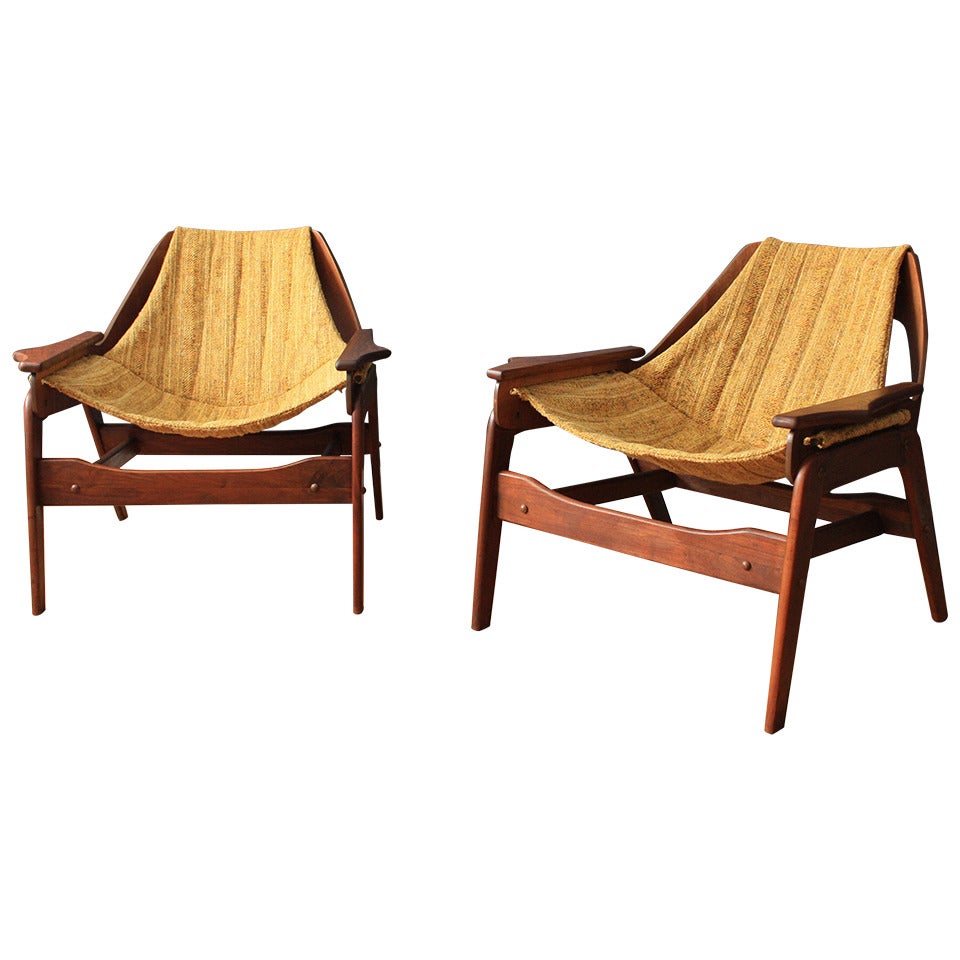 Pair of Vintage Mid-Century Sling Chairs by Jerry Johnson