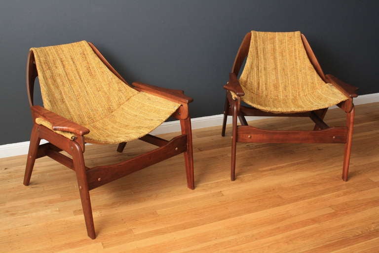 Mid-Century Modern Pair of Vintage Mid-Century Sling Chairs by Jerry Johnson