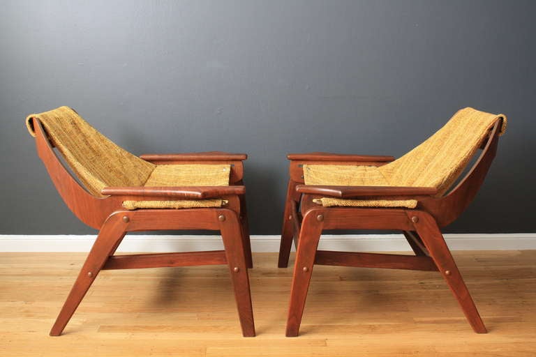 American Pair of Vintage Mid-Century Sling Chairs by Jerry Johnson