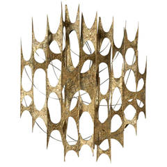 Mid-Century Modern Gold Metal Wall Sculpture