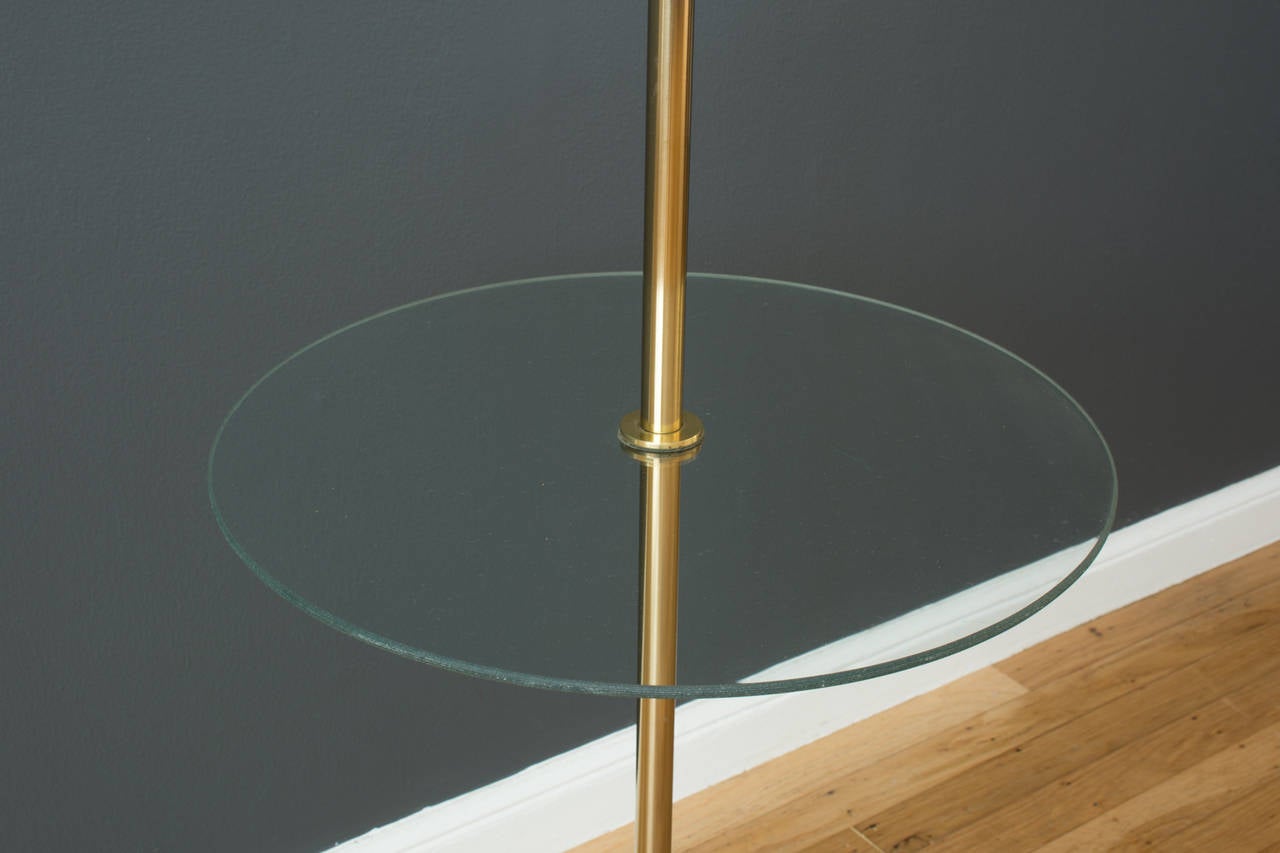 Glass Mid-Century Modern Floor Lamp with Side Table by Laurel Lamp Mfg.