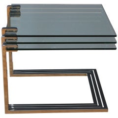 Set of Three Vintage Mid-Century Glass Nesting Tables