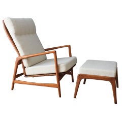 Danish Modern Recliner and Ottoman by IB-Kofod Larsen