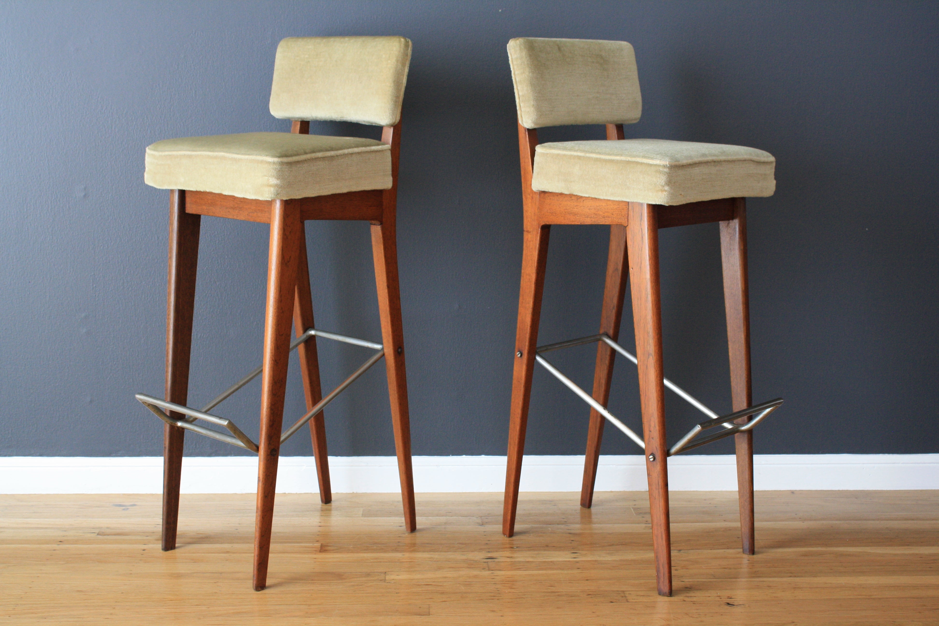 Pair of Danish Modern Teak Bar Stools