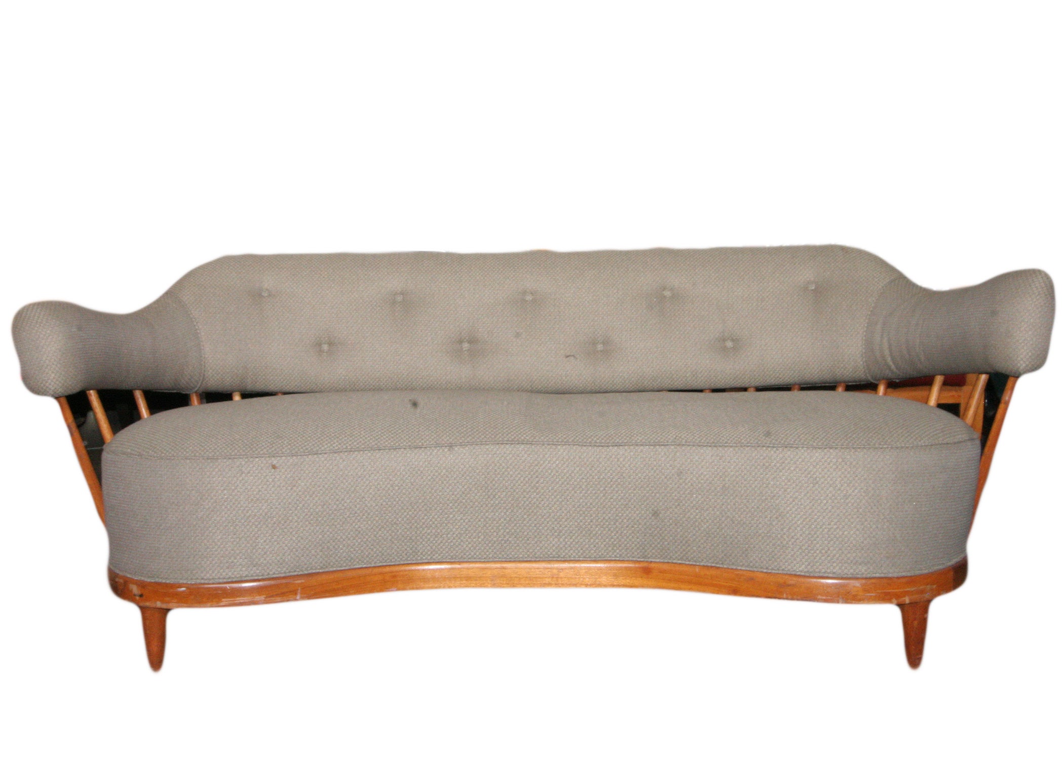Mid-Century Modern Tufted Spindle Back Sofa