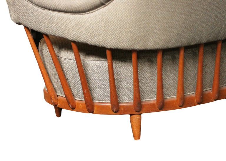 American Mid-Century Modern Tufted Spindle Back Sofa