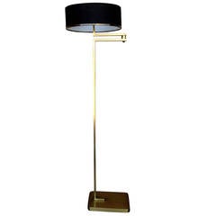 Retro Midcentury Brass Swing-Arm Floor Lamp