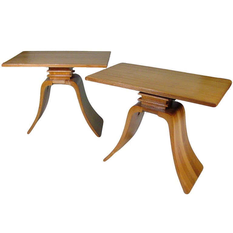 Classic Paul Frankl "Bell" Side Tables for Brown Saltman, Pair For Sale
