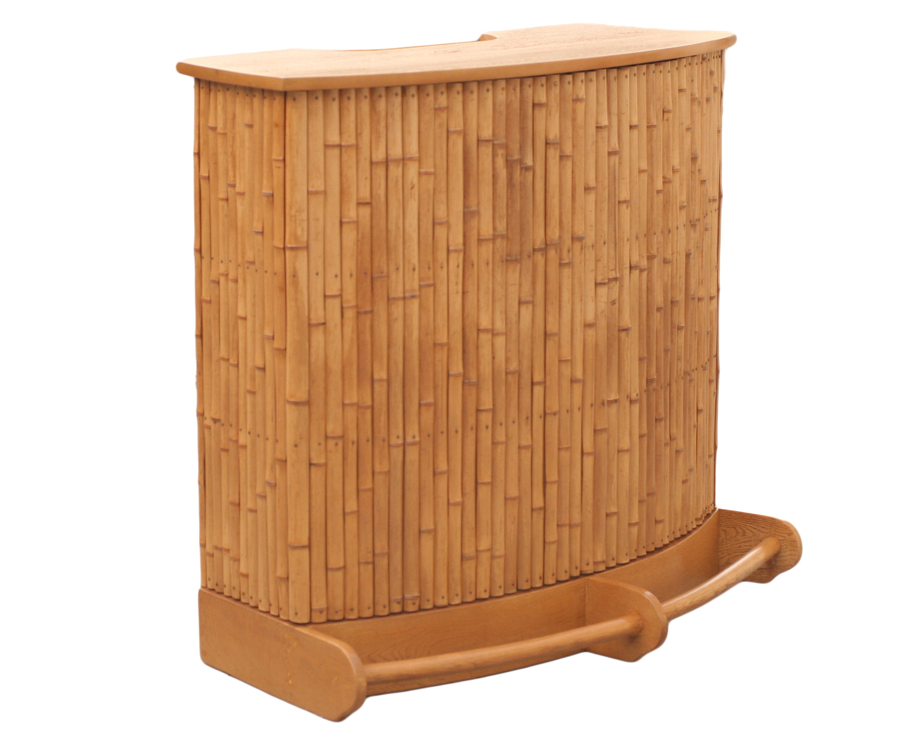 Rattan Bar of Solid Mahogany, Bamboo Facing, Paul Frankl Style