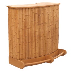 Rattan Bar of Solid Mahogany, Bamboo Facing, Paul Frankl Style