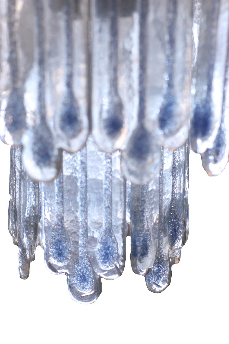 Mid-20th Century Mid-Century Opaline Murano Glass Chandelier Attributed to Mazzega