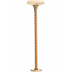 Carved Oak Floor Lamp or Torchiere Attributed to Russel Wright 7