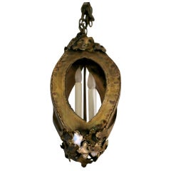 Brass Brutalist Pendant in the Manner of Curtis Jere 9