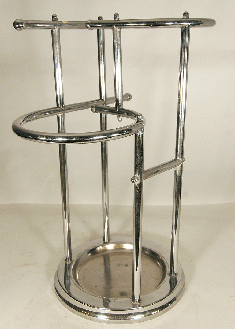 Bauhaus Inspired Art Deco Umbrella / Cane Stand in Chrome In Good Condition In Van Nuys, CA