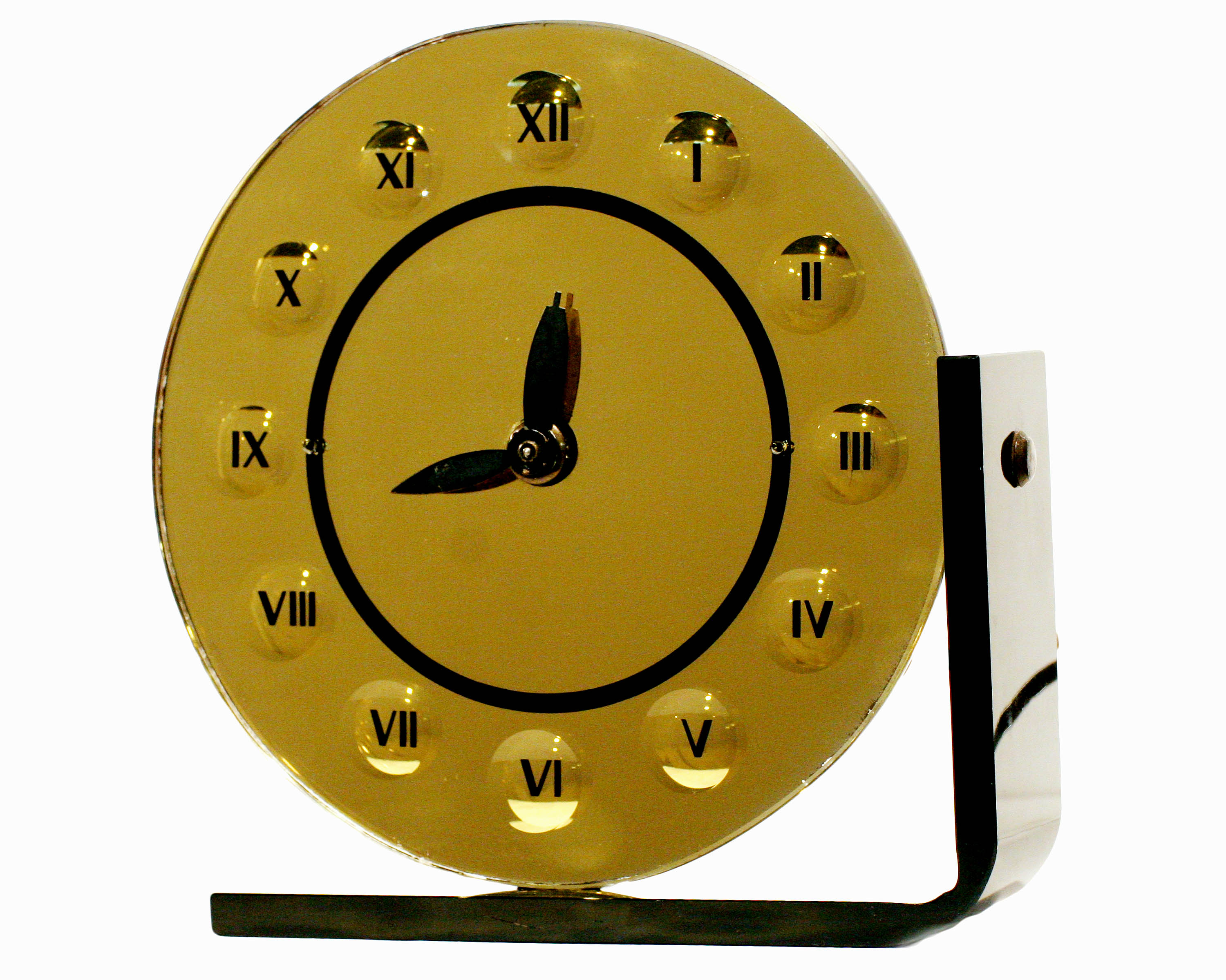 Gold Mirrored Glass Art Deco Clock by New Haven Clock Company