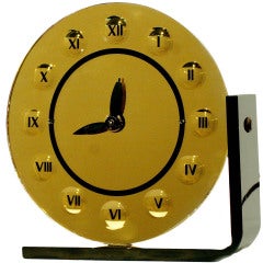 Used Gold Mirrored Glass Art Deco Clock by New Haven Clock Company