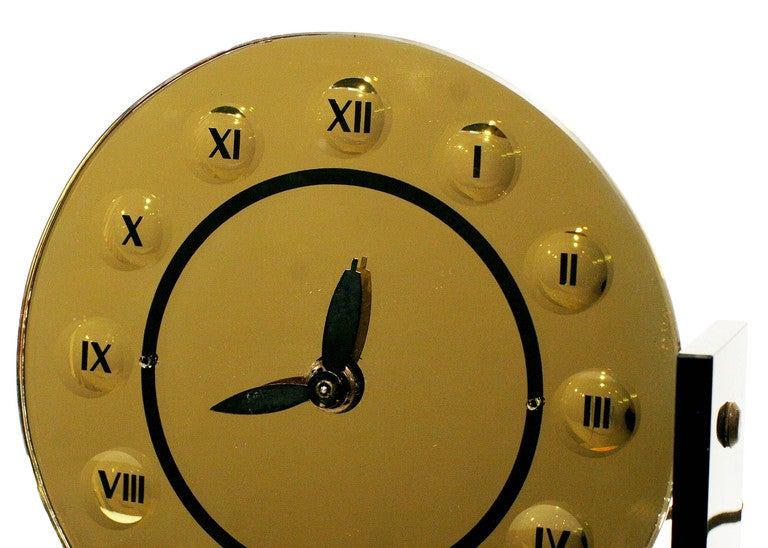 American Gold Mirrored Glass Art Deco Clock by New Haven Clock Company