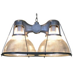 1940s Holophane Industrial Double Pendant Lamp