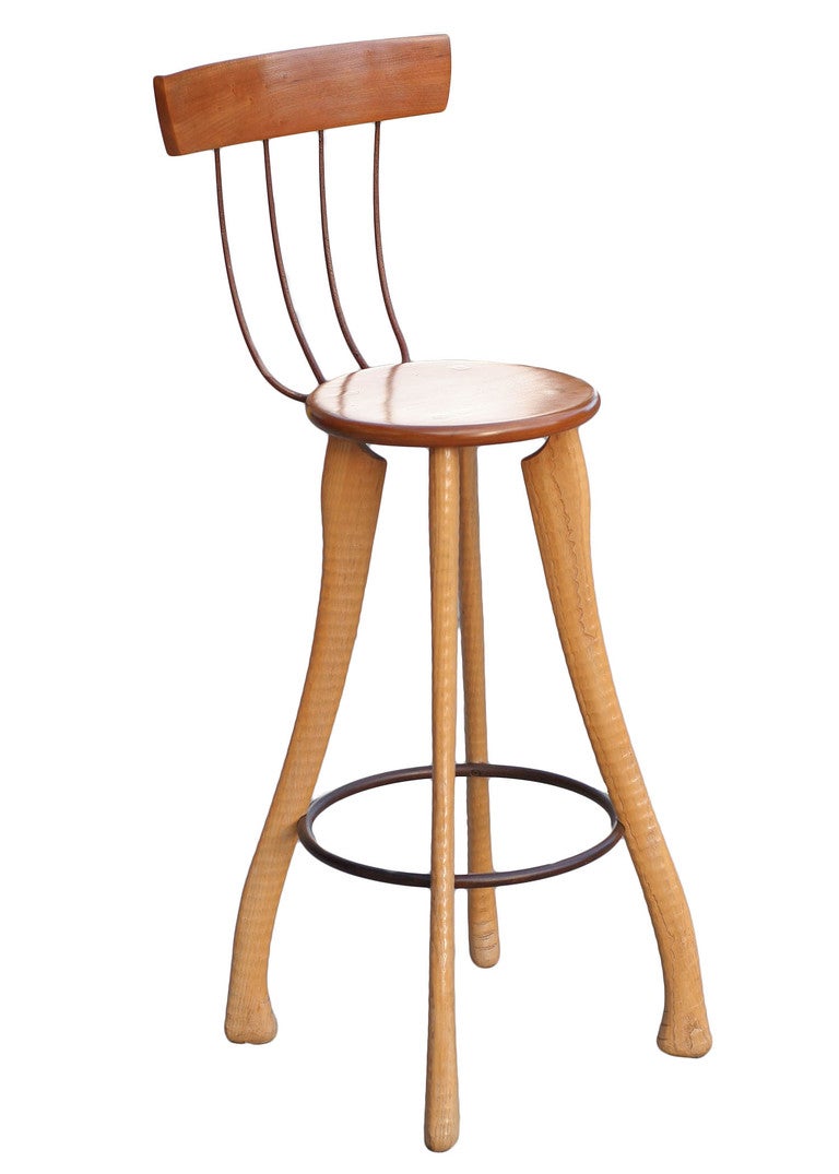These playful bar stools were made by hand by Bradford Woodworking of Pennsylvania.