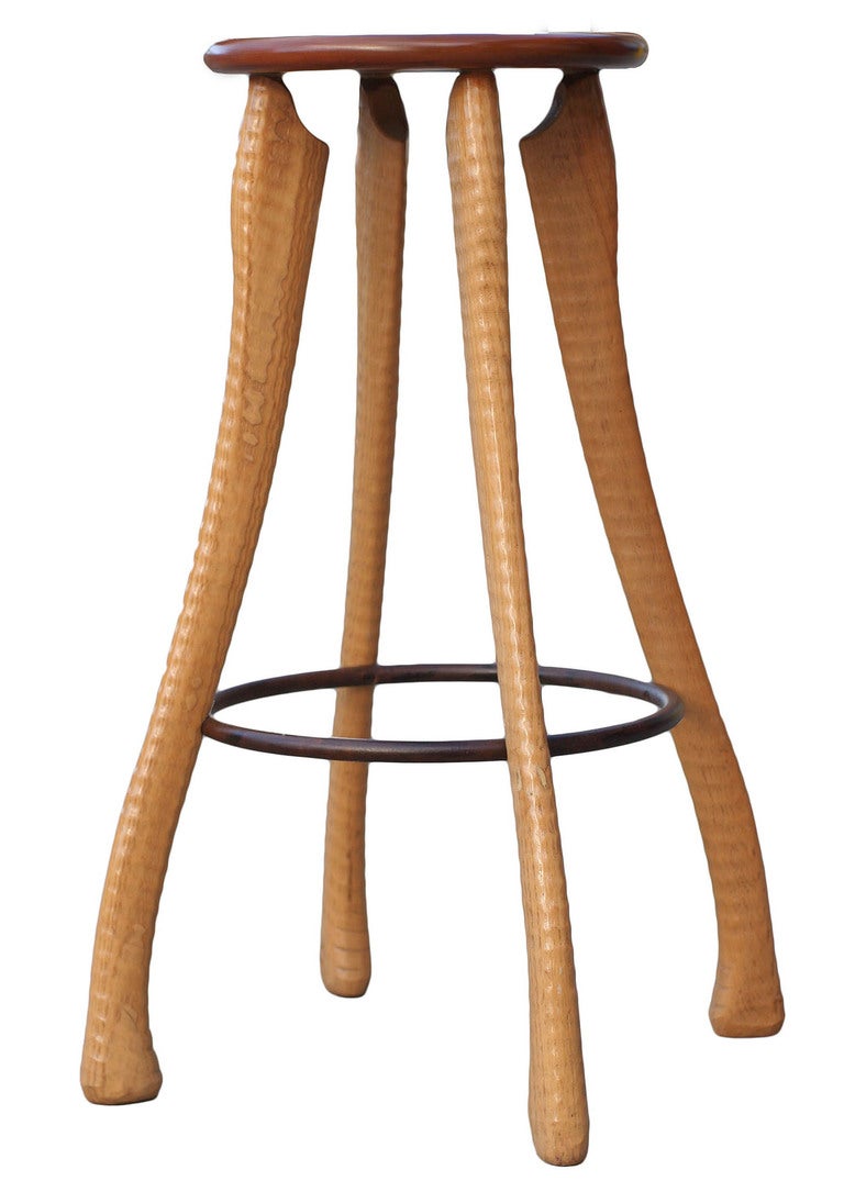 American Pitch Fork & Axe Handle Bar Stools, Set of Three