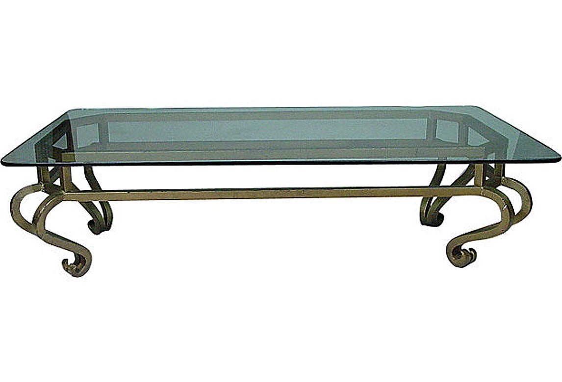 Glamorous Hollywood Regency Gilt Metal Coffee Table