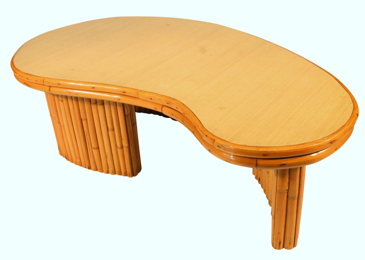 Biomorphic Rattan Coffee Table with Formica Top