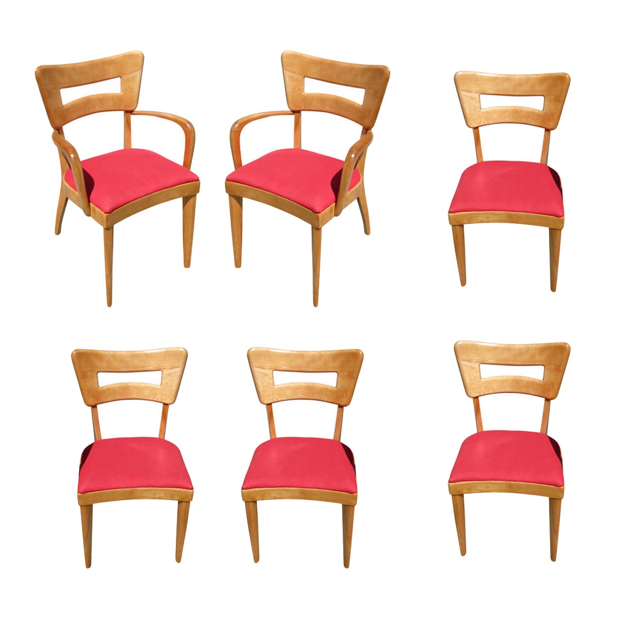 Heywood Wakefield M154 "DogBone" Dining Chairs, Set of Six