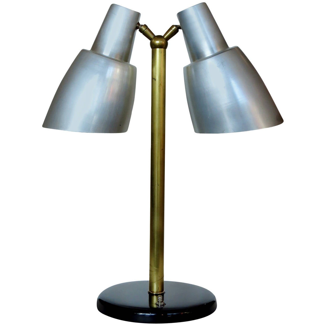 Googie Brass and Aluminum Dual Desk Lamp For Sale at 1stdibs