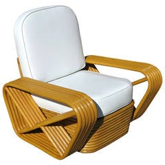 Restored Paul Frankl Style Square Pretzel Rattan Lounge Chair * Saturday Sale* 3