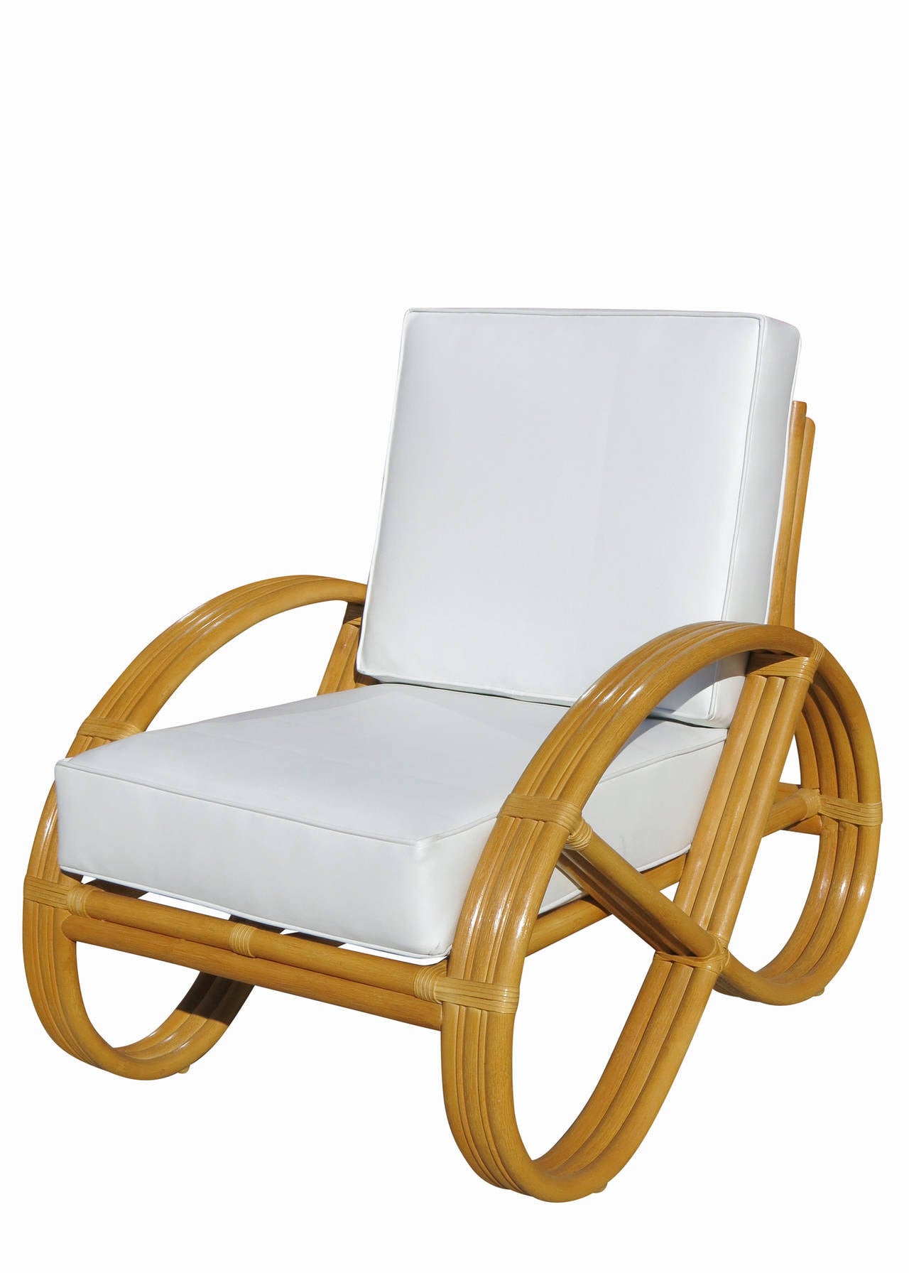 Art Deco Round Pretzel Arm Rattan Lounge Chair